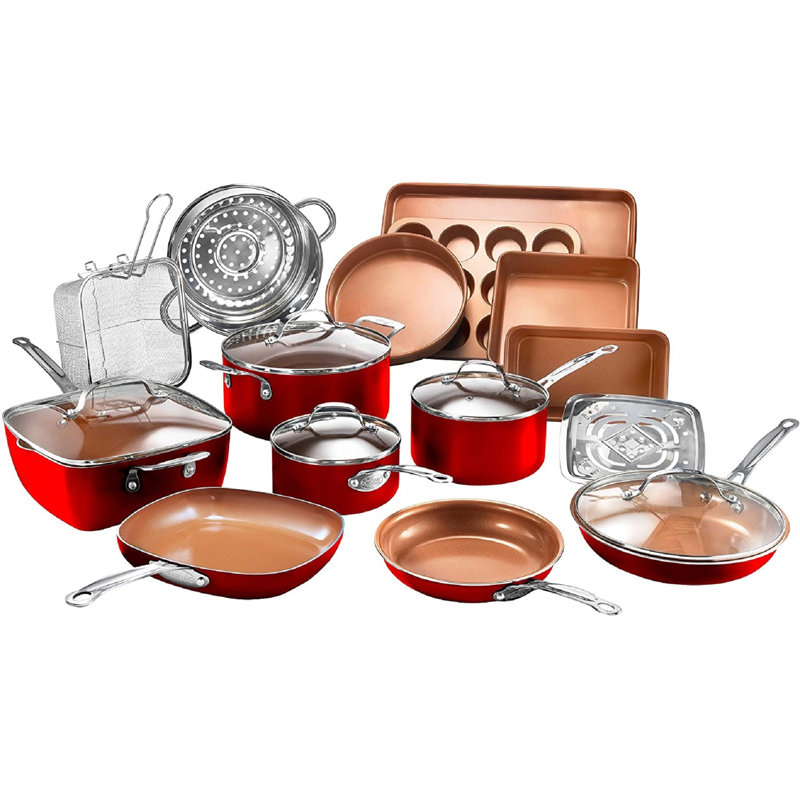 Gotham Steel Original Copper 20 Piece Ceramic Non Stick Cookware Set